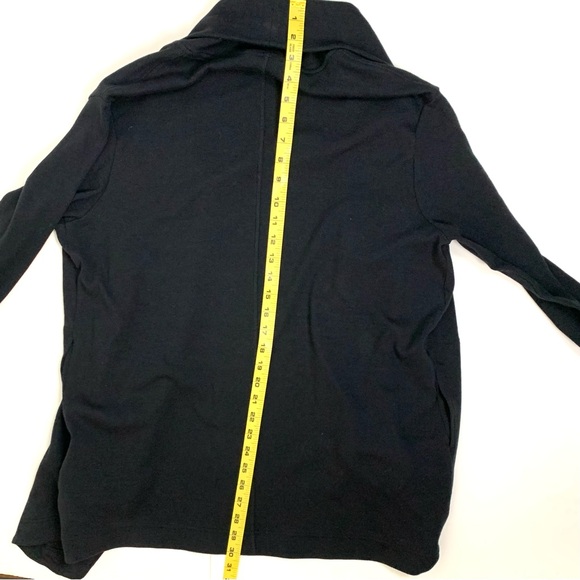 Athleta Women M Pranayama Restore Wrap Cardigan Black Rib Knit Athleisure Pocket - Picture 9 of 13